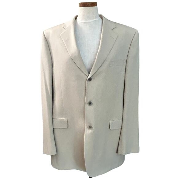 Jack Victor Mens Tan Super 120s Wool Sport Coat Blazer 44L Wedding Formal - Picture 1 of 16